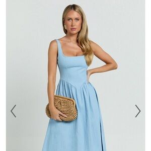 Showpo Blue Sleeveless Square Neck Sundress